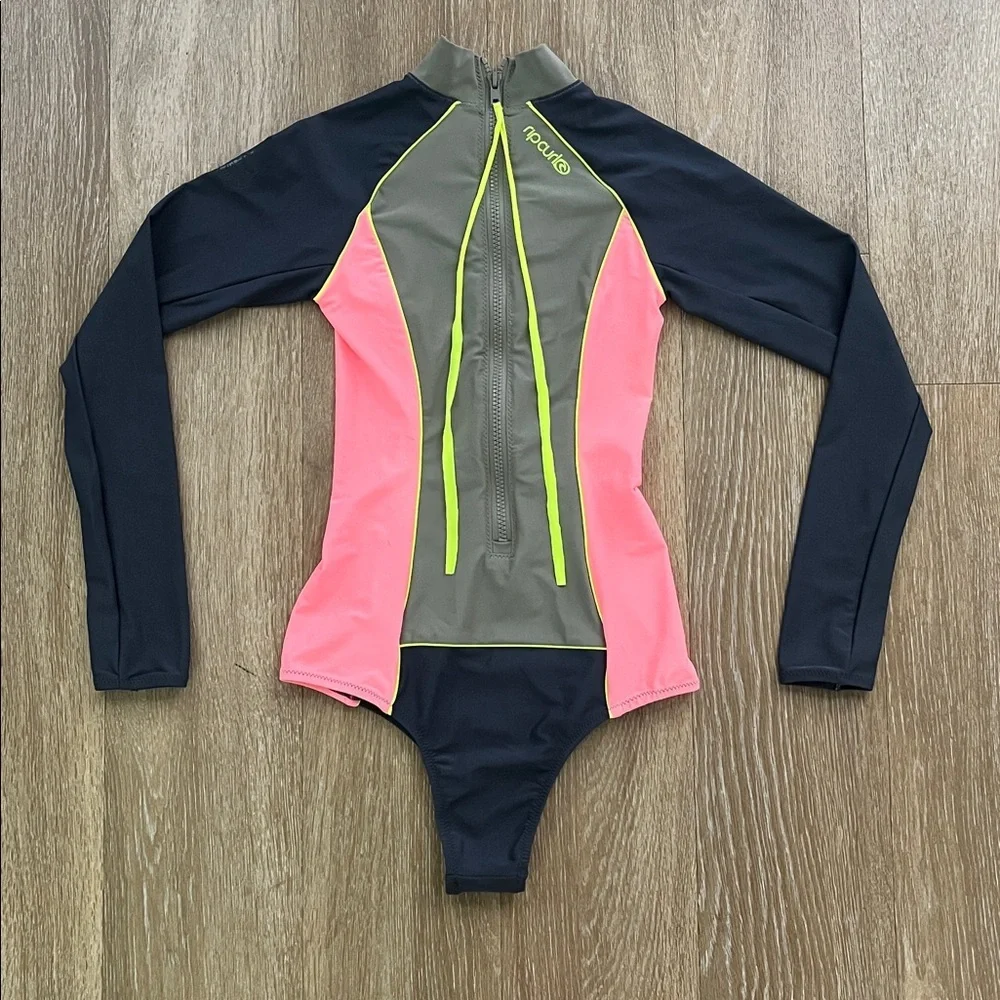 Rip Curl Maverick Rash Guard surf suit swimsuit Zip Up Color Block One Piece XS - Picture 6 of 10